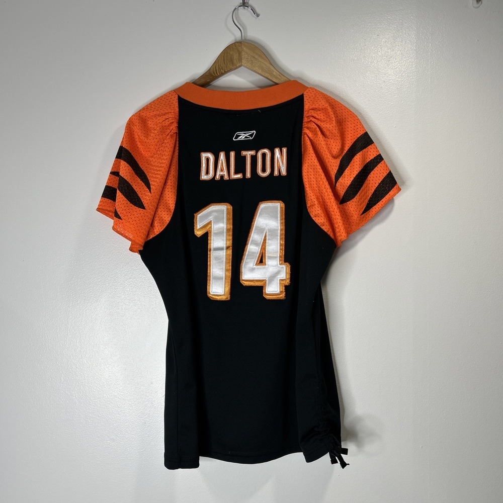 NFL‎ Cincinnati Bengals BLING LACE UP JERSEY SHIRT WOMEN'S Large #14 Dalton - Picture 9 of 11